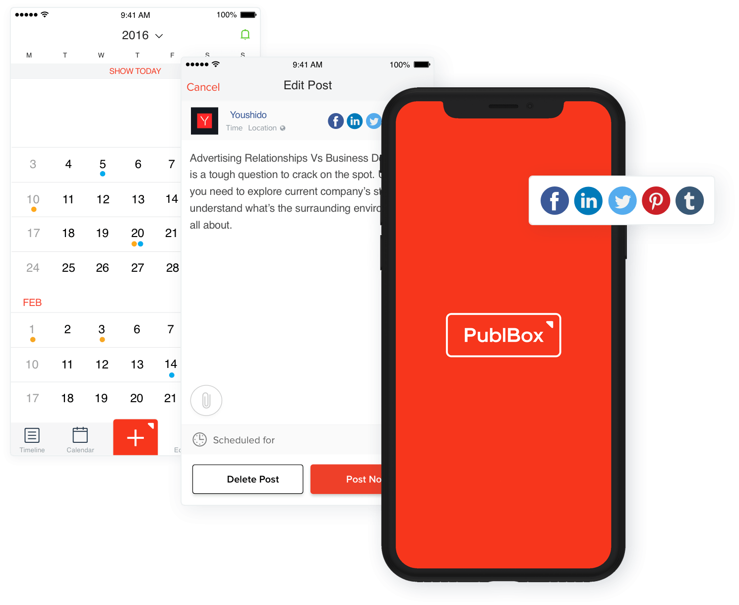 Screenshots: PublBox on mobile devices